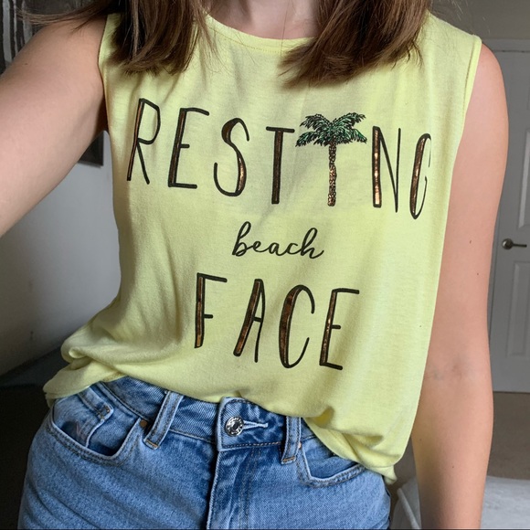 Eyeshadow Resting Beach Face Graphic Shirt - Picture 1 of 6